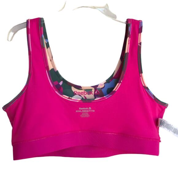 Reebok Multi Color Bright Camo Patterned XXXL Sport Bra with Pink Trim-Lining - Picture 5 of 7